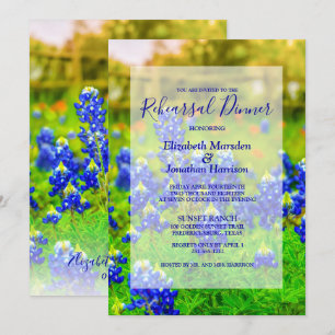 Elegant Bluebonnets Floral Photo Rehearsal Dinner Invitation