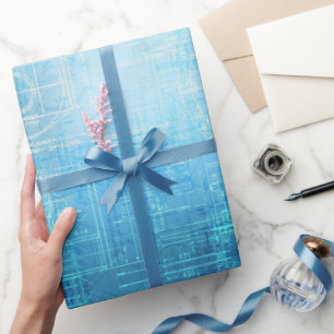 Elegant Blueprint Artistic Retro Design Wrapping Paper