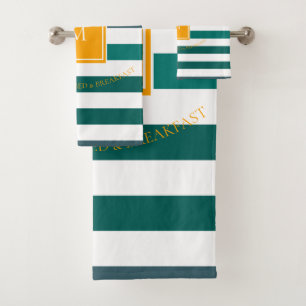 Élégant blues Turquoise blanc rayé Monogramme B & 