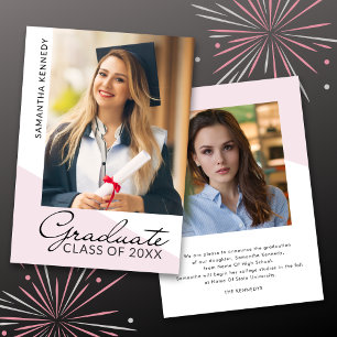 Elegant Blush 2 Photo Graduation Class of 2026  Announcement