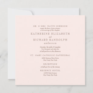 Elegant Blush 2 Venue Square Wedding  Invitation