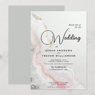 Elegant Blush Agate Fluid Ink  Invitation
