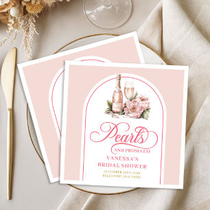 Elegant Blush and Gold Pearls Bridal Shower Napkin