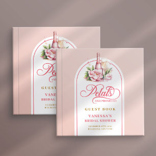 Elegant blush and gold petals prosecco sign book