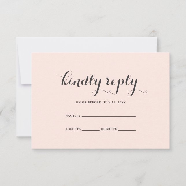 Elegant Blush and Grey Wedding RSVP Card (Front)