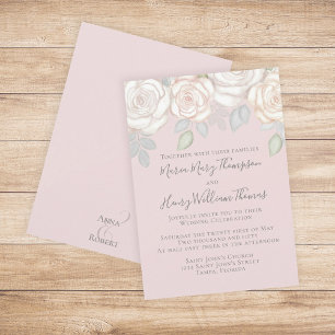 Elegant Blush and Ivory Floral Watercolor  Invitation