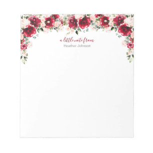 Elegant Blush and Red Rose Custom Notepad