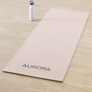 Elegant Blush Beige Personalized Name Yoga Mat