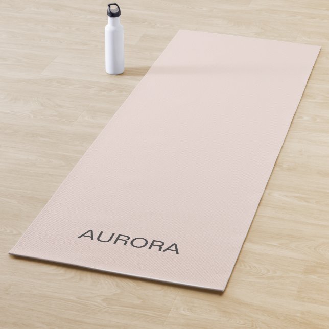 Elegant Blush Beige Personalized Name Yoga Mat (In Situ)