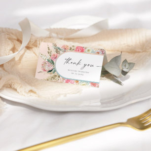 Élégant Blush Bohemian Floral Carte de remerciemen