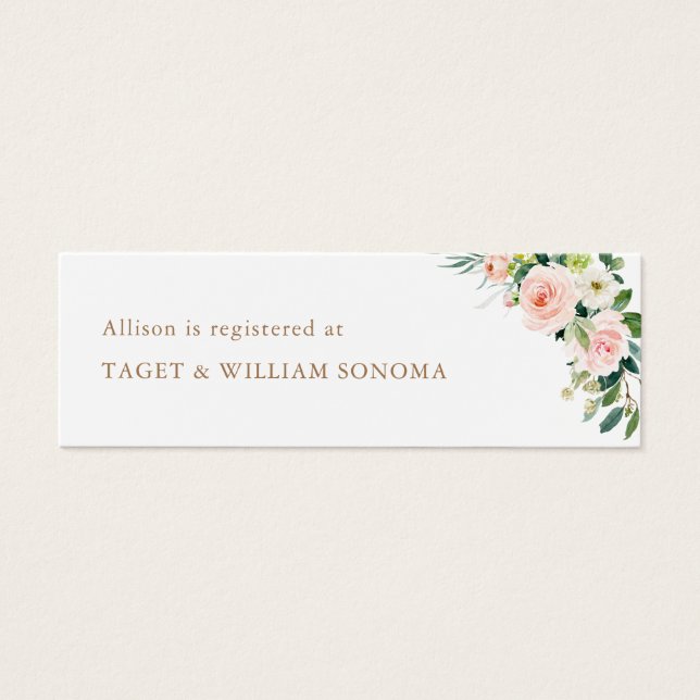 Elegant Blush Bridal Shower Registry Insert Cards (Front)