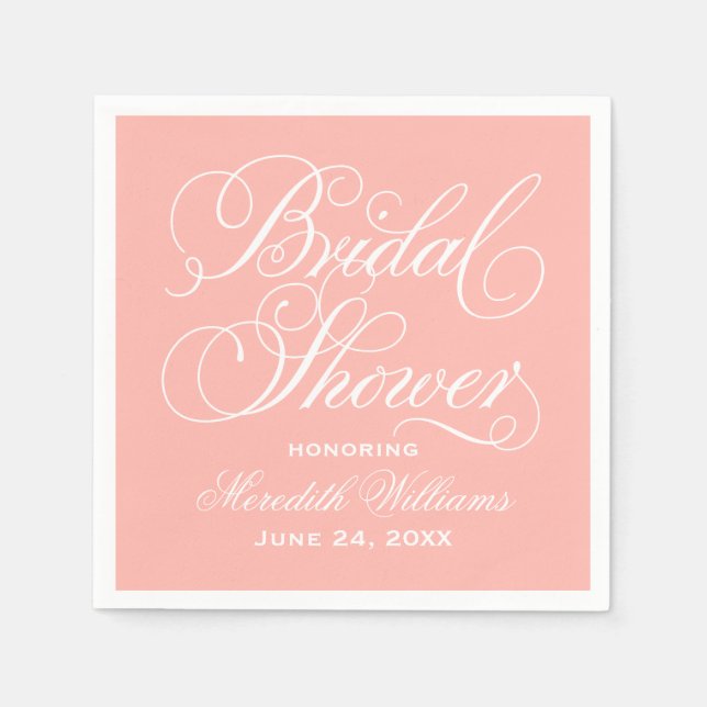 Elegant Blush Calligraphy Wedding Bridal Shower Napkin (Front)