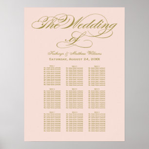 Elegant Blush Calligraphy Wedding Seating Chart