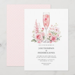 Elegant Blush Champagne Garden Wedding Invitation
