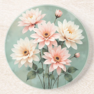 Elegant Blush Chrysanthemum Art Coaster