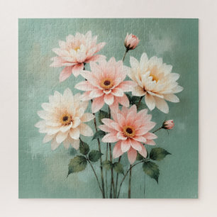 Elegant Blush Chrysanthemum Art Jigsaw Puzzle