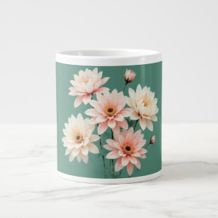 Elegant Blush Chrysanthemum Art Large Coffee Mug
