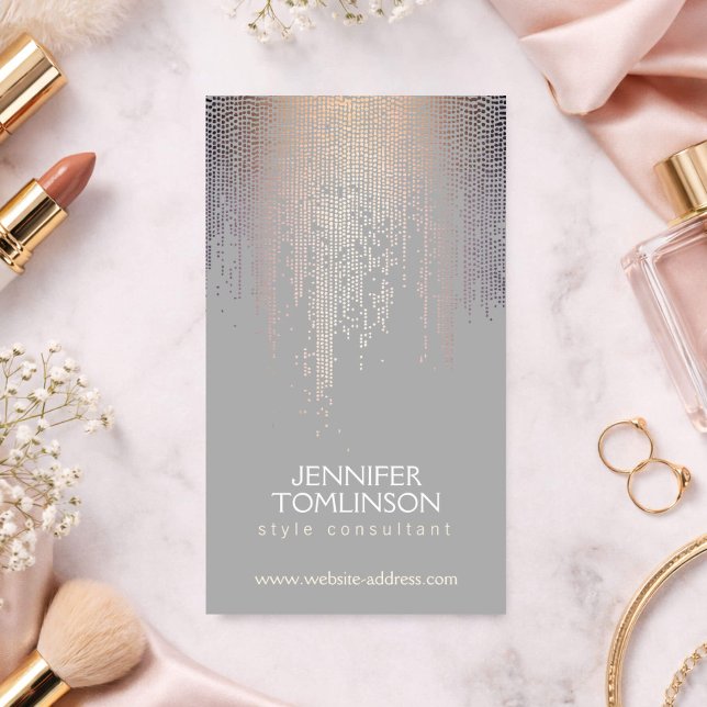 Elegant Blush Confetti Rain Pattern Grey Business Card (Creator Uploaded)