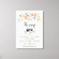 Elegant Blush Cream Floral Oh Snap Instagram Sign