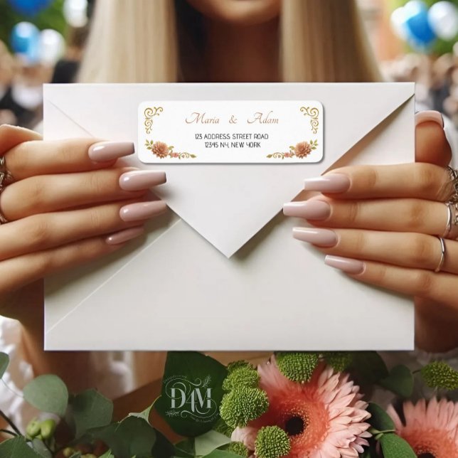 Elegant Blush Dahlias Golden Script Wedding Return (Creator Uploaded)