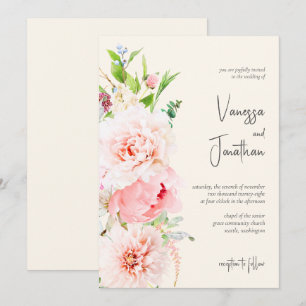 Elégant Blush et Ivory Floral Invitation