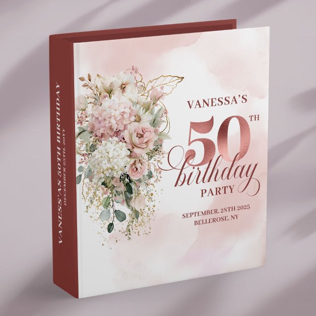 Elegant Blush Eucalyptus 50th Birthday Photo Book Binder (Elegant Blush Eucalyptus 50th Birthday Photo Book)
