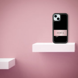 Elegant Blush Faux Rose Gold Name & Initial iPhone 15 Case