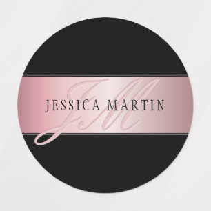 Elegant Blush Faux Rose Gold   Name & Initials