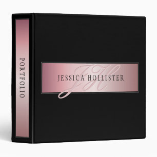 Elegant Blush Faux Rose Gold   Name & Initials Binder