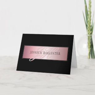 Elegant Blush Faux Rose Gold   Name & Initials Card