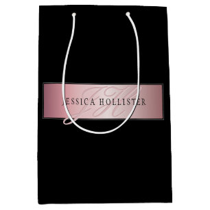 Elegant Blush Faux Rose Gold   Name & Initials Medium Gift Bag