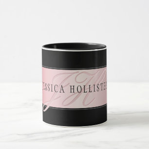Elegant Blush Faux Rose Gold   Name & Initials Mug