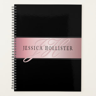 Elegant Blush Faux Rose Gold Name & Initials Planner