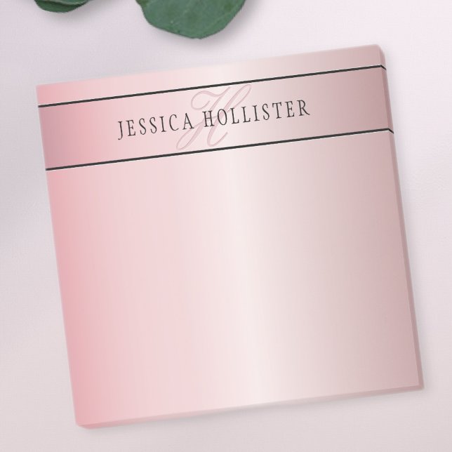 Elegant Blush Faux Rose Gold | Name & Initials Post-it Notes (Creator Uploaded)