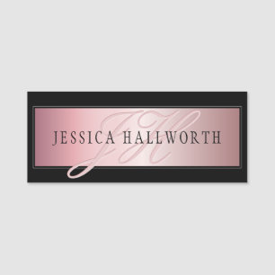 Elegant Blush Faux Rose Gold   Name & Initials Tag