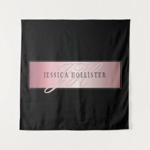 Elegant Blush Faux Rose Gold   Name & Initials Tapestry