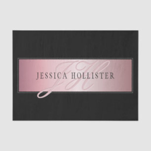 Elegant Blush Faux Rose Gold   Name & Initials Tissue Paper