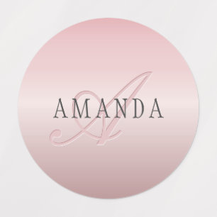 Elegant Blush Faux Rose Gold   Name & Monogram