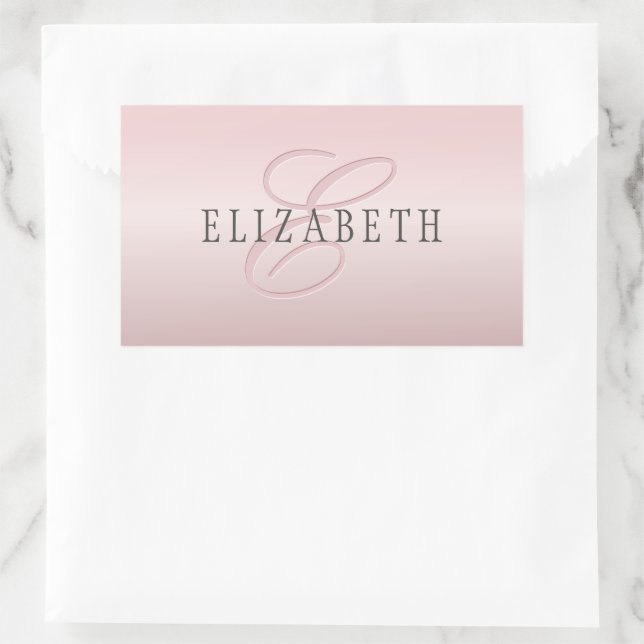 Elegant Blush Faux Rose Gold | Name & Monogram Sticker (Bag)