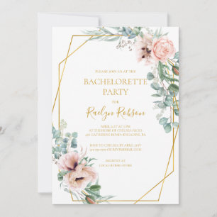 Elegant Blush Floral   Bachelorette Party Invitation