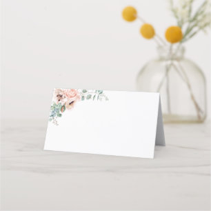 Elegant Blush Floral   Black Frame Folded Place Ca Place Card