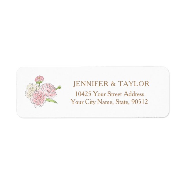 Elegant Blush Floral Bridal Brunch Adresse de reto (Devant)
