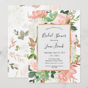 Elégant Blush Floral Bridal Showbale Invitation