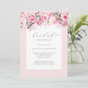 Elegant Blush Floral Bridal Shower Editable  Invitation