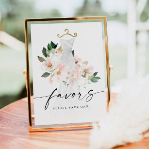 Elegant Blush Floral Bridal Shower Favours Sign