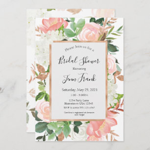 Elegant Blush Floral Bridal Shower Invitation