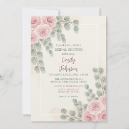 Elegant Blush Floral Bridal Shower Invitation Card