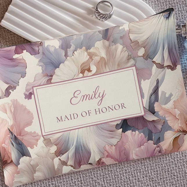 Elegant Blush Floral Bridesmaid Proposal Makeup Accessory Pouch (Celebrate your bridesmaids with a personalized makeup bag featuring a delicate floral design. )