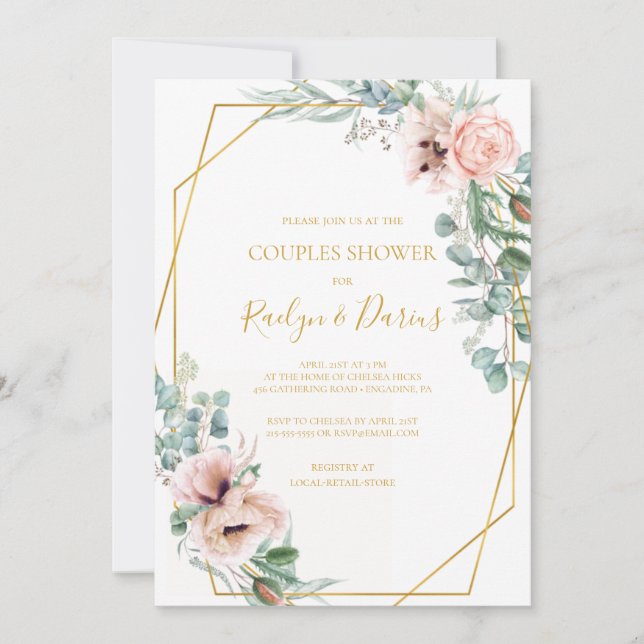 Elegant Blush Floral | Couples Shower Invitation (Front)