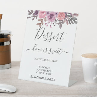 Elegant Blush Floral Dessert Bar Sign